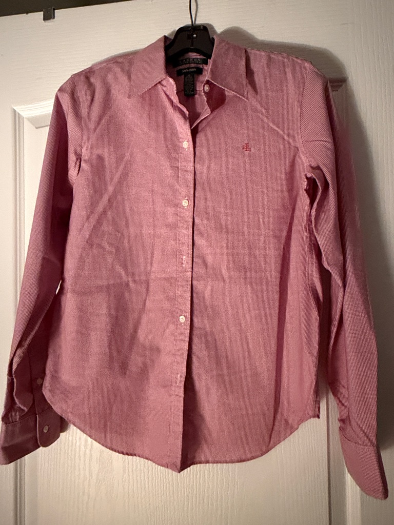 Lauren Ralph Lauren Pink Long-Sleeve Button-Down Shirt.
